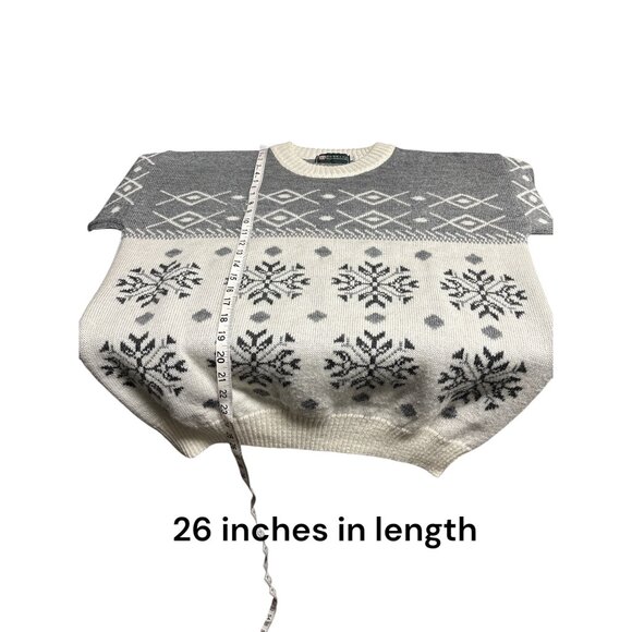Vintage Dunn & Co. Nordic Snowflake Knit Sweater Mens L Wool Blend Gray & Cream - Picture 8 of 8